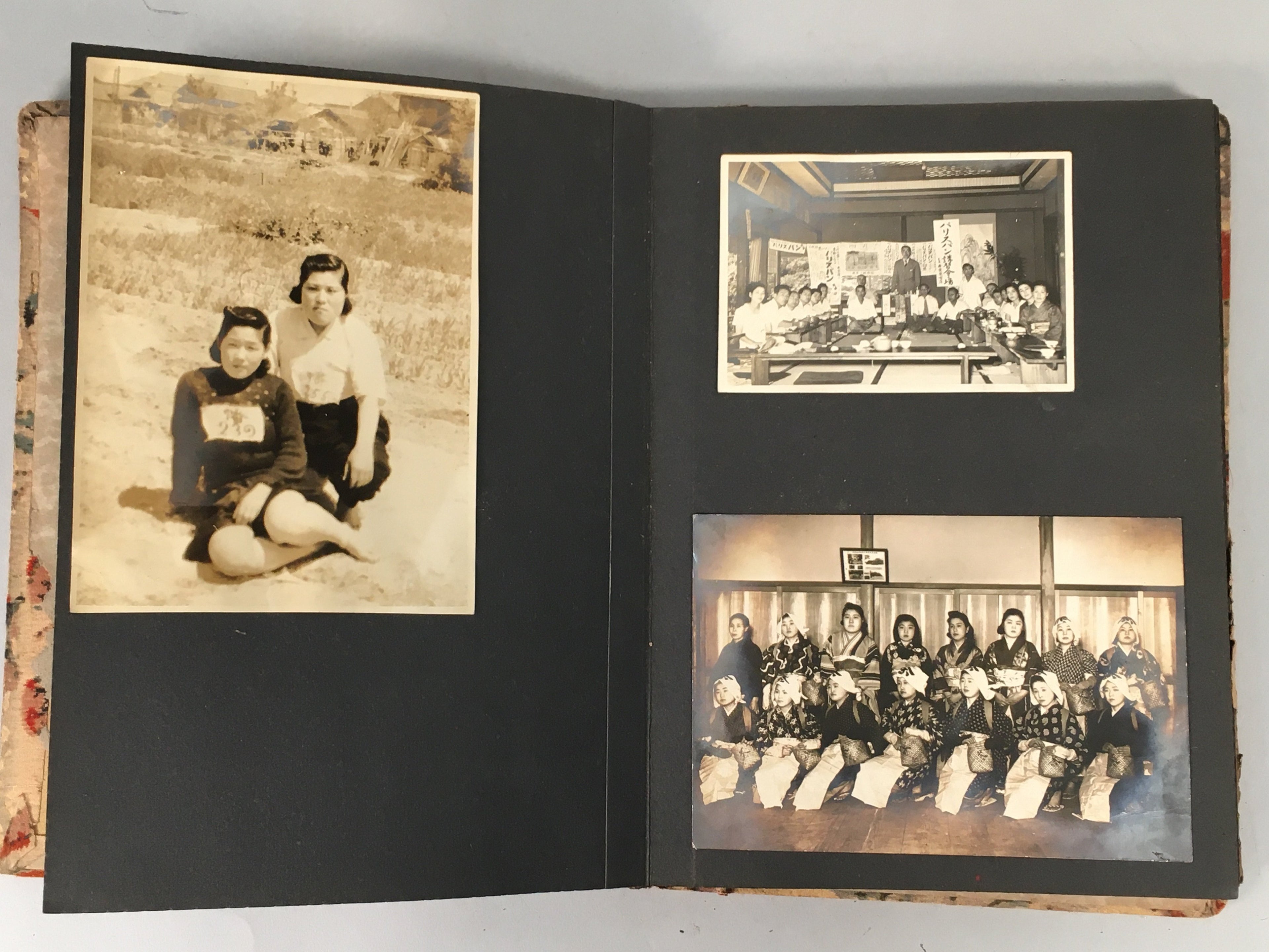 Japanese Photo Album Vtg 102pc Wedding Kimono Military Nature Portrait AB95