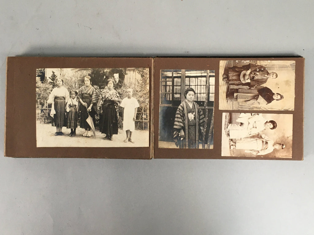 Japanese Photo Album Vtg 31pc Portlait Kimono Military Uniform Woman Man AB94