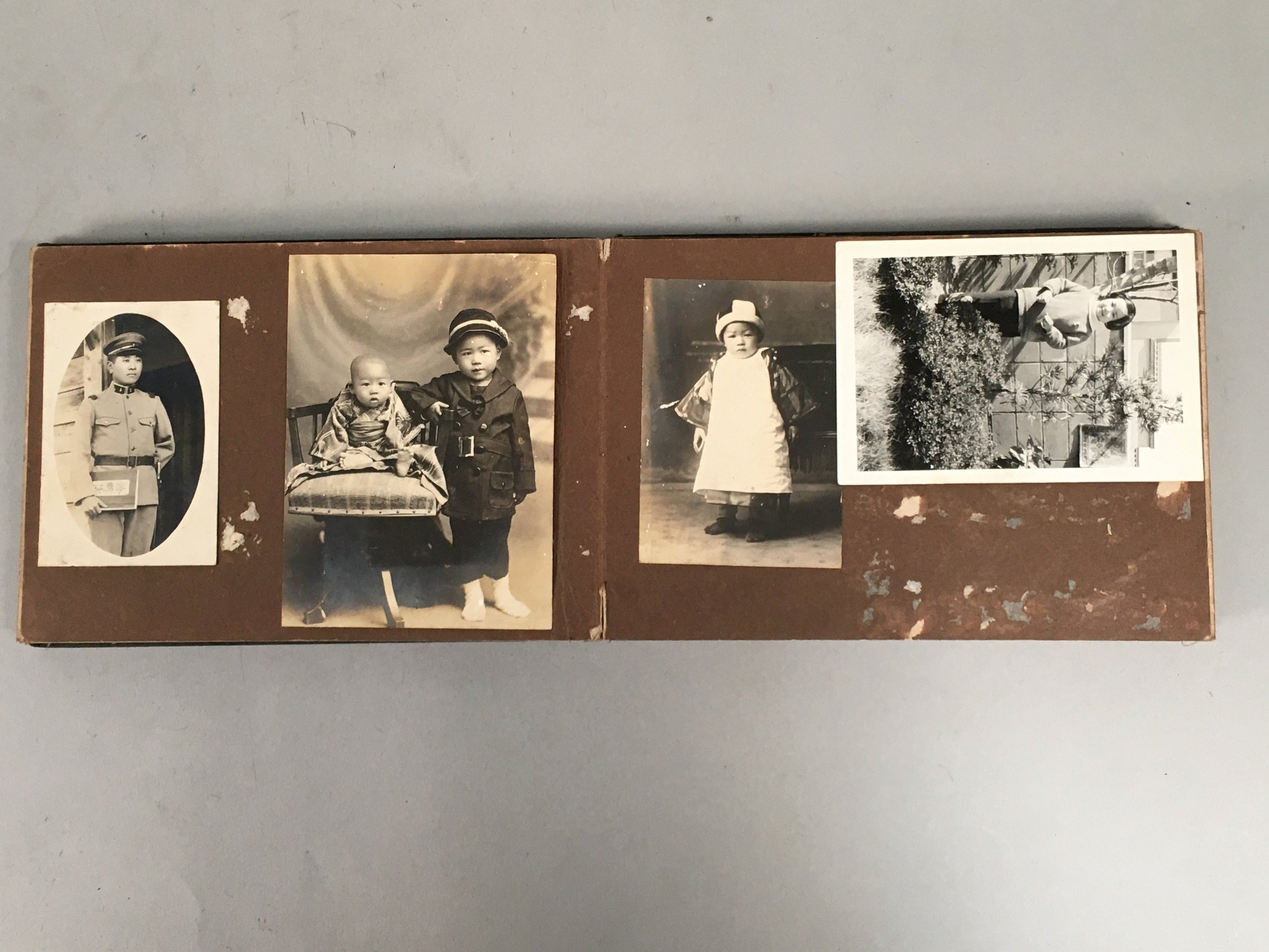 Japanese Photo Album Vtg 31pc Portlait Kimono Military Uniform Woman Man AB94