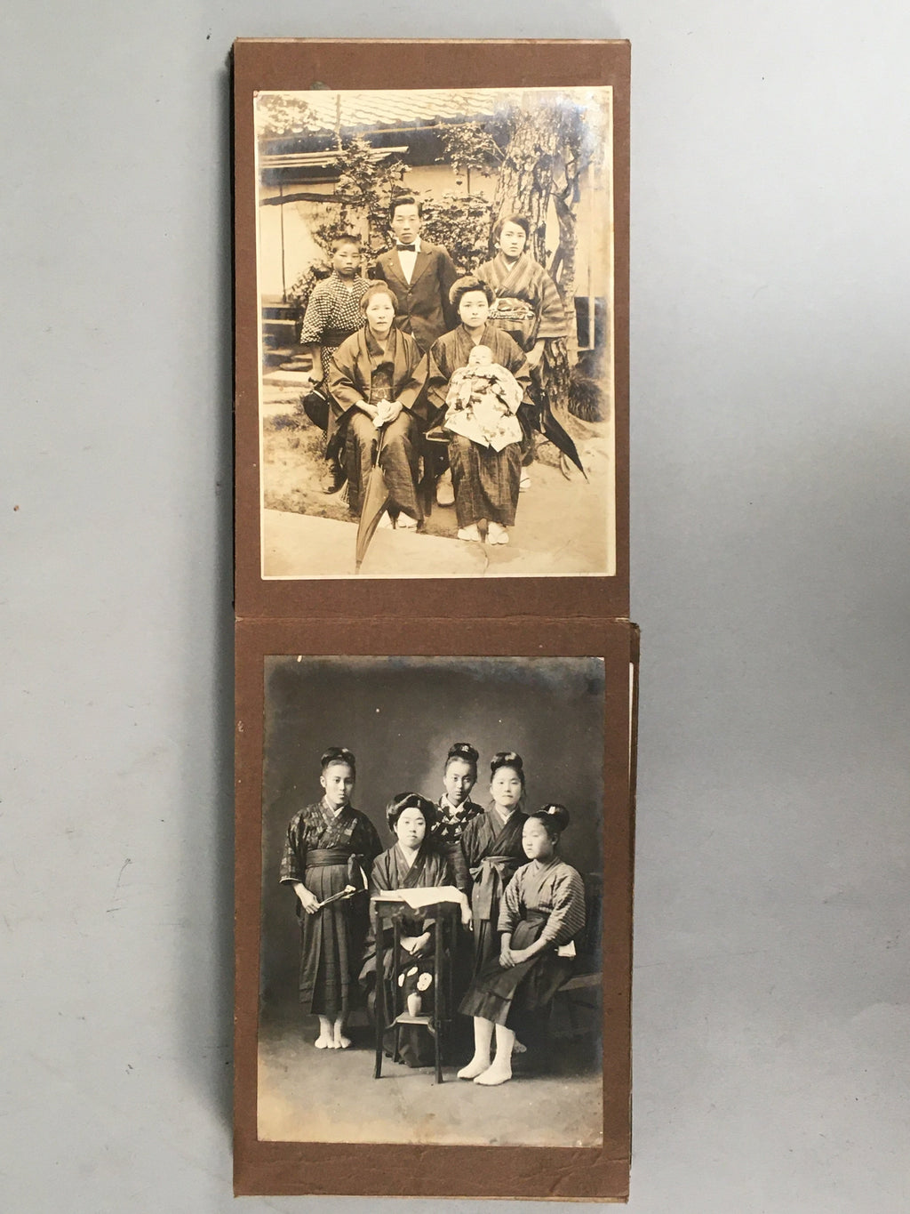 Japanese Photo Album Vtg 31pc Portlait Kimono Military Uniform Woman Man AB94