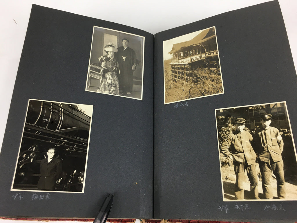 Japanese Photo Album Vtg 62pc C1954 Cute Swimsuit Girl Train Wedding AB107