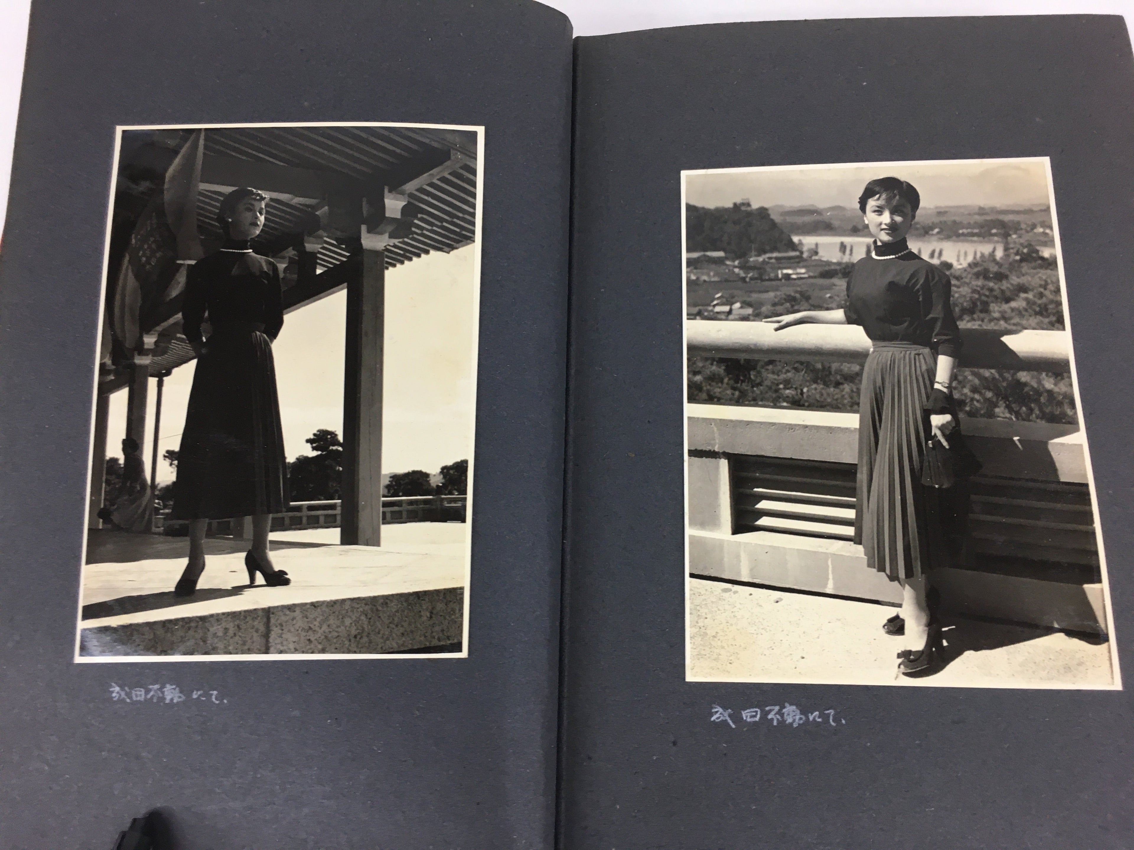 Japanese Photo Album Vtg 62pc C1954 Cute Swimsuit Girl Train Wedding AB107