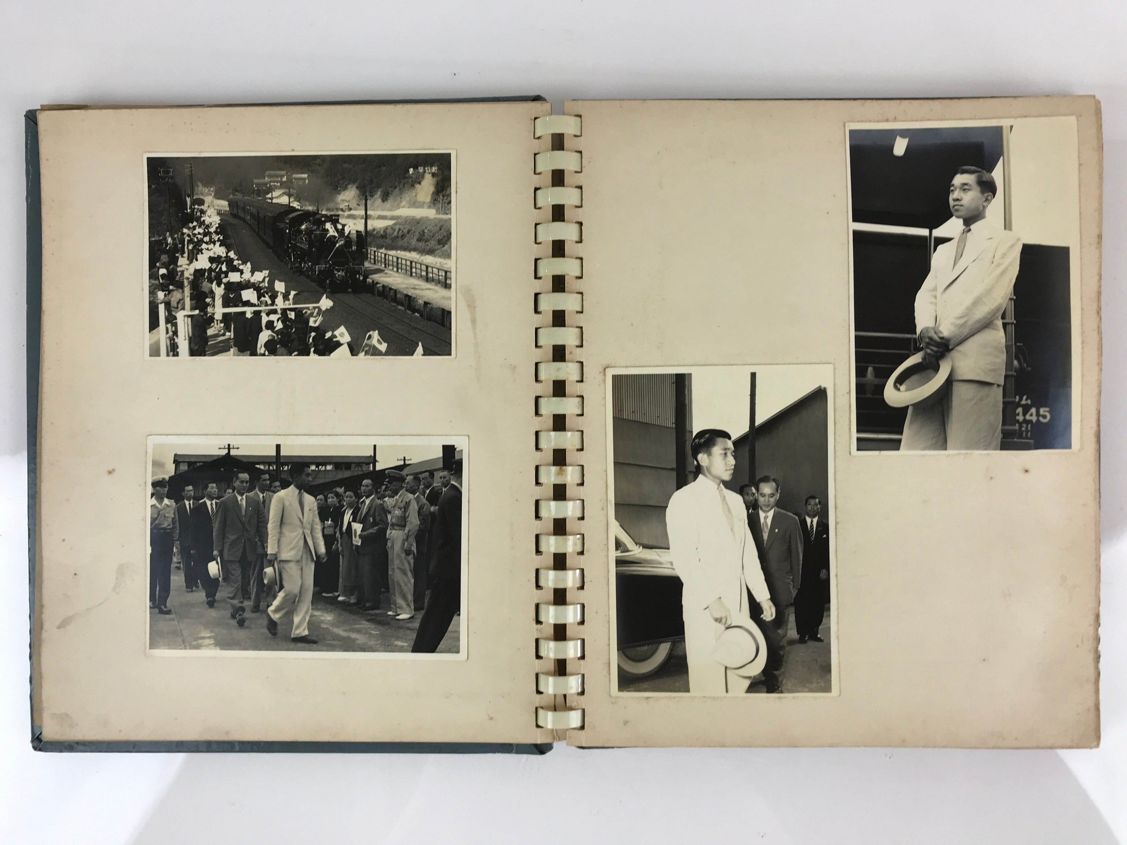 Japanese Photo Album Vtg 72pc C1958 Young Heisei Emperor Train AB119