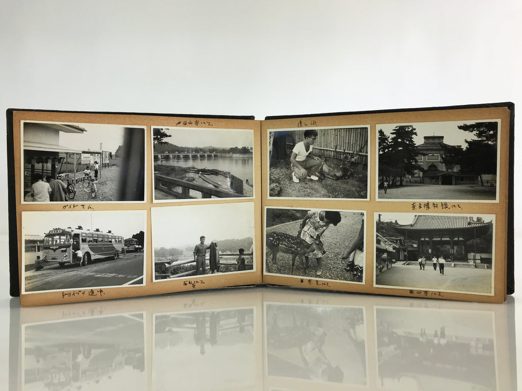 Japanese Photo Album Vtg 78pc C1961 Coast Ibi River Kyoto Temple Nagoya AB113