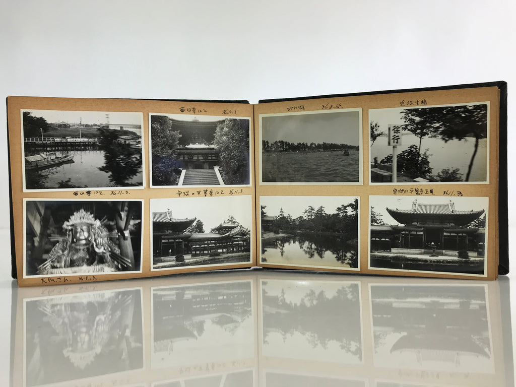 Japanese Photo Album Vtg 78pc C1961 Coast Ibi River Kyoto Temple Nagoya AB113
