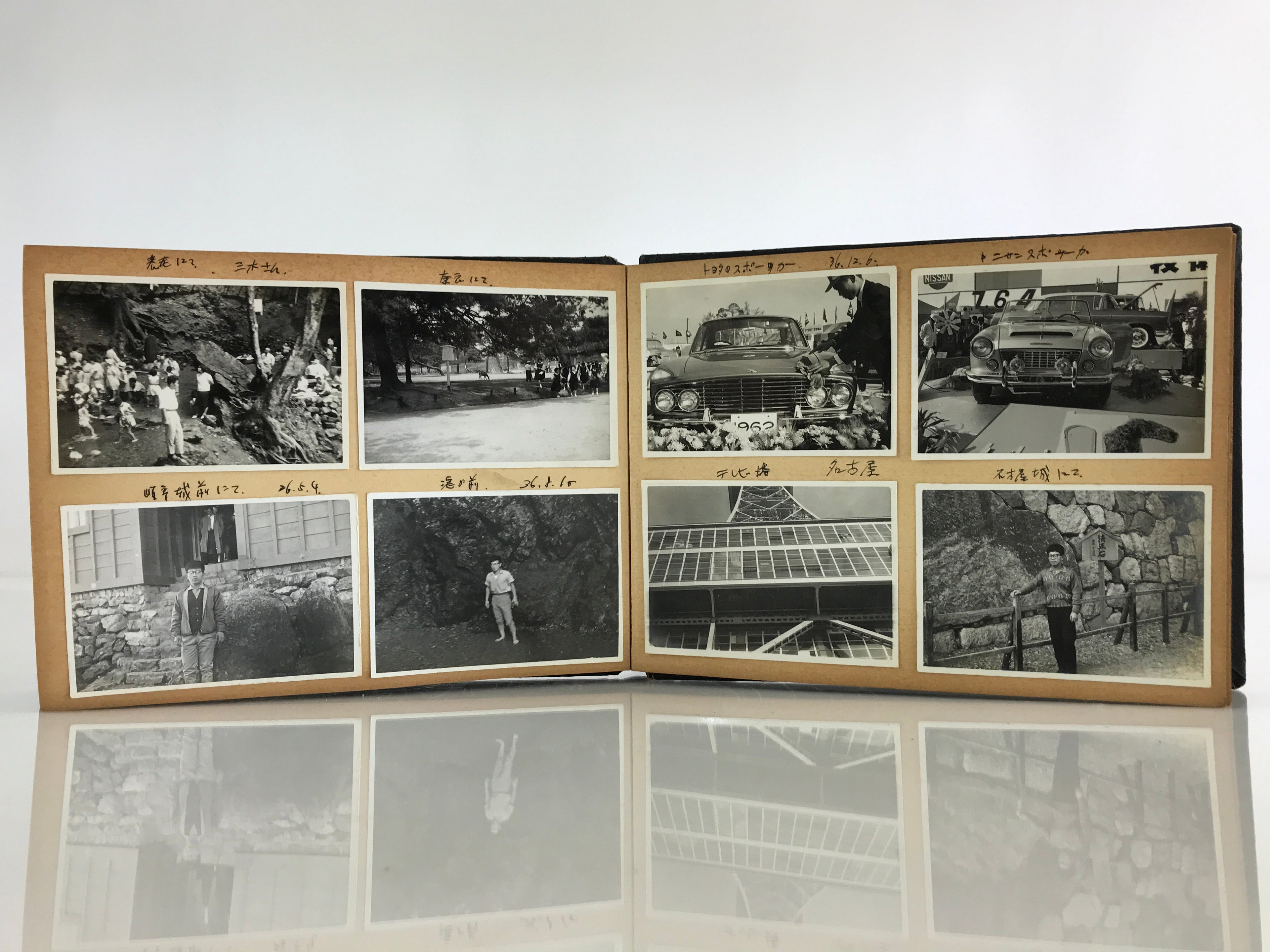 Japanese Photo Album Vtg 78pc C1961 Coast Ibi River Kyoto Temple Nagoya AB113
