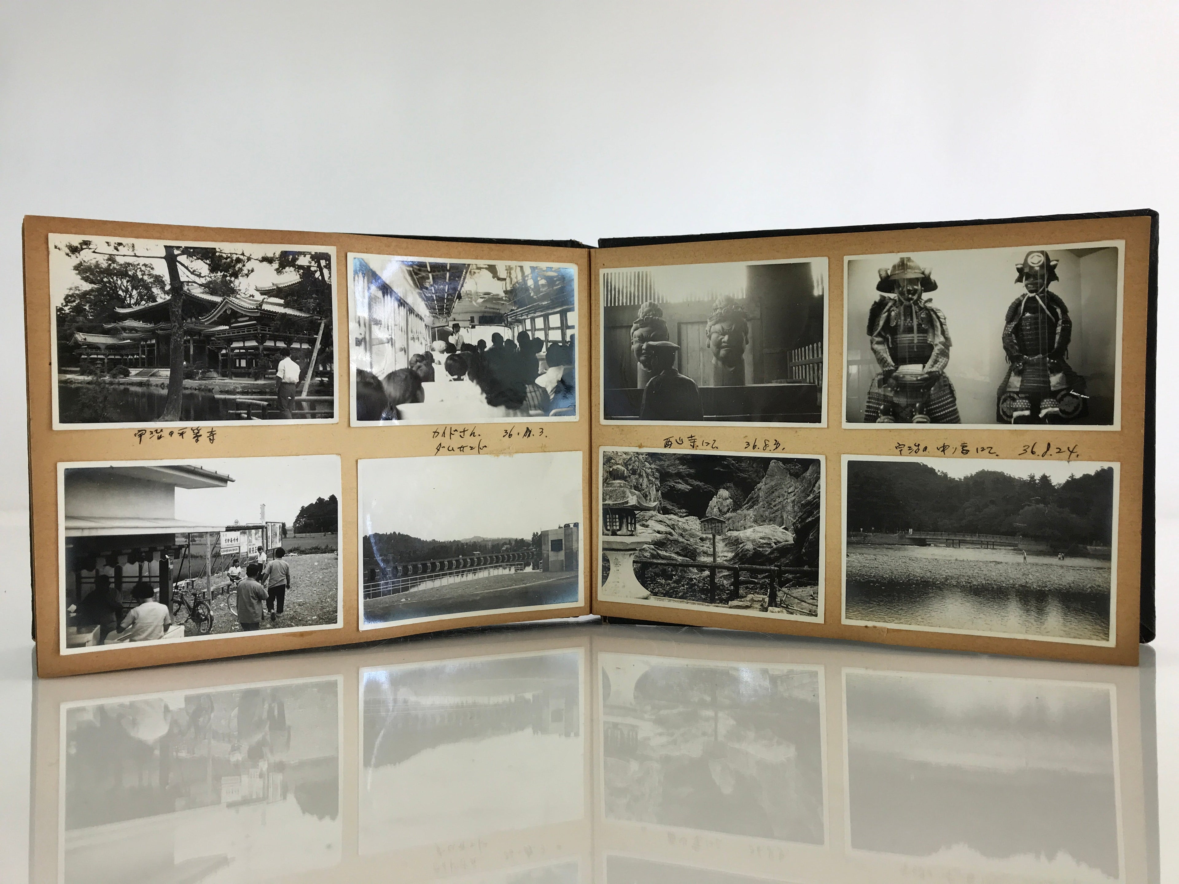 Japanese Photo Album Vtg 78pc C1961 Coast Ibi River Kyoto Temple Nagoya AB113