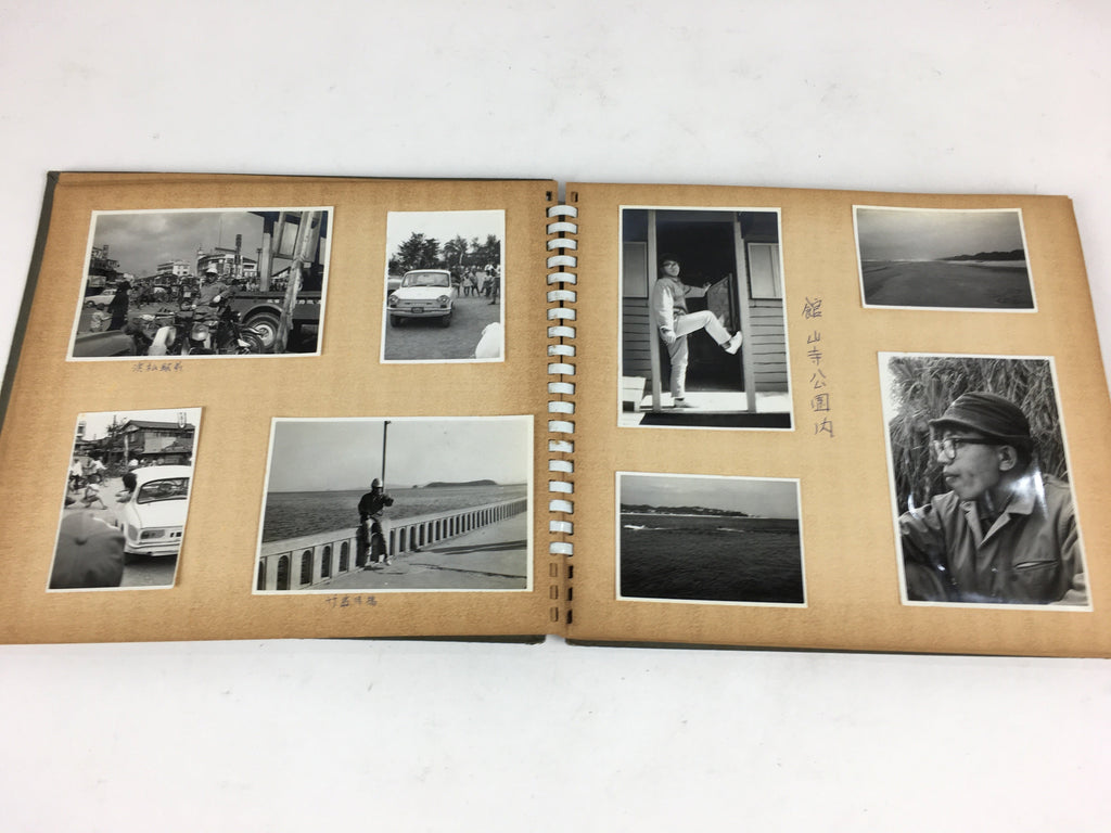 Japanese Photo Album Vtg 88pc C1962 Cute Girl Kyoto Car Trip Airplane AB106