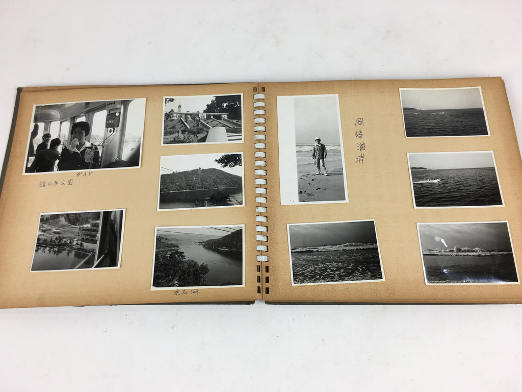 Japanese Photo Album Vtg 88pc C1962 Cute Girl Kyoto Car Trip Airplane AB106