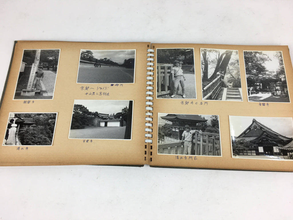 Japanese Photo Album Vtg 88pc C1962 Cute Girl Kyoto Car Trip Airplane AB106