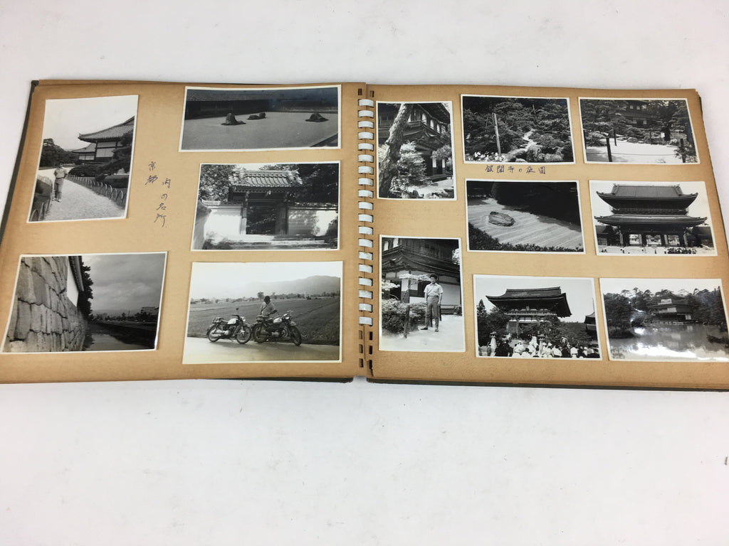 Japanese Photo Album Vtg 88pc C1962 Cute Girl Kyoto Car Trip Airplane AB106