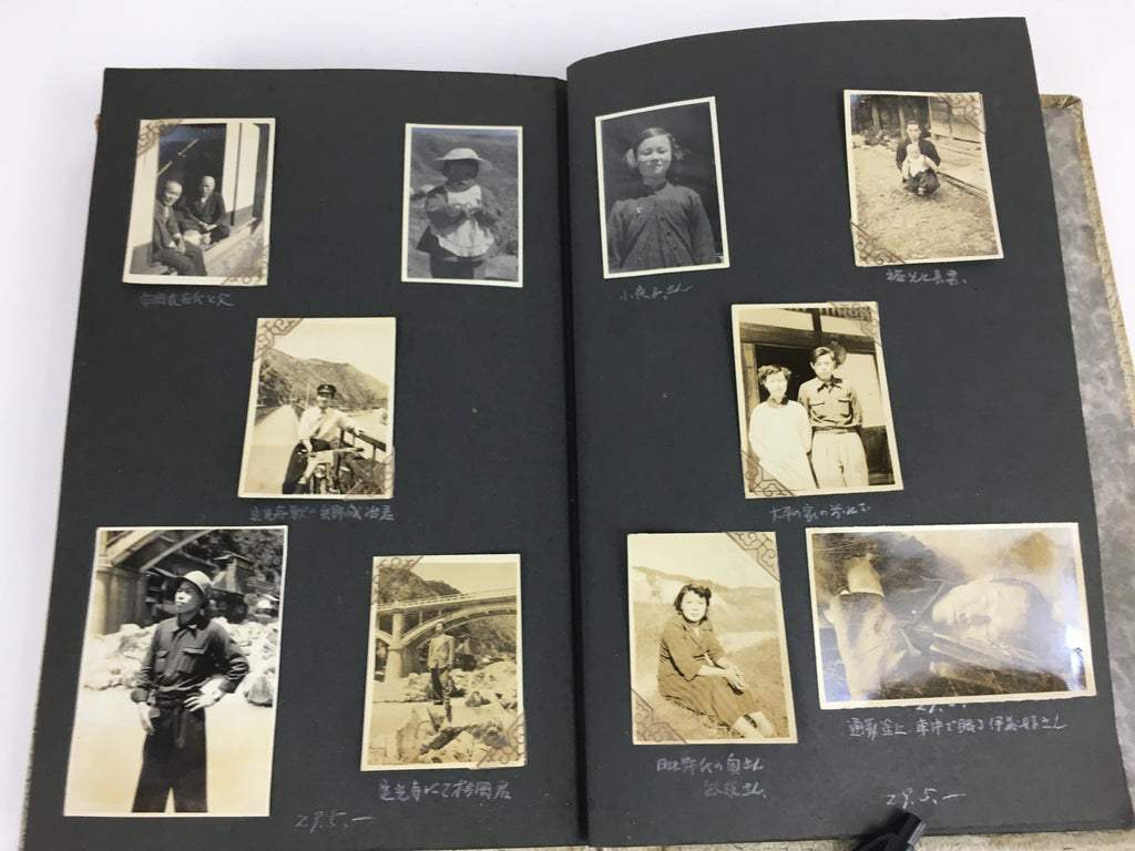 Japanese Photo Album Vtg 92pc C1953 Ordinary Life Train Engineer People AB102