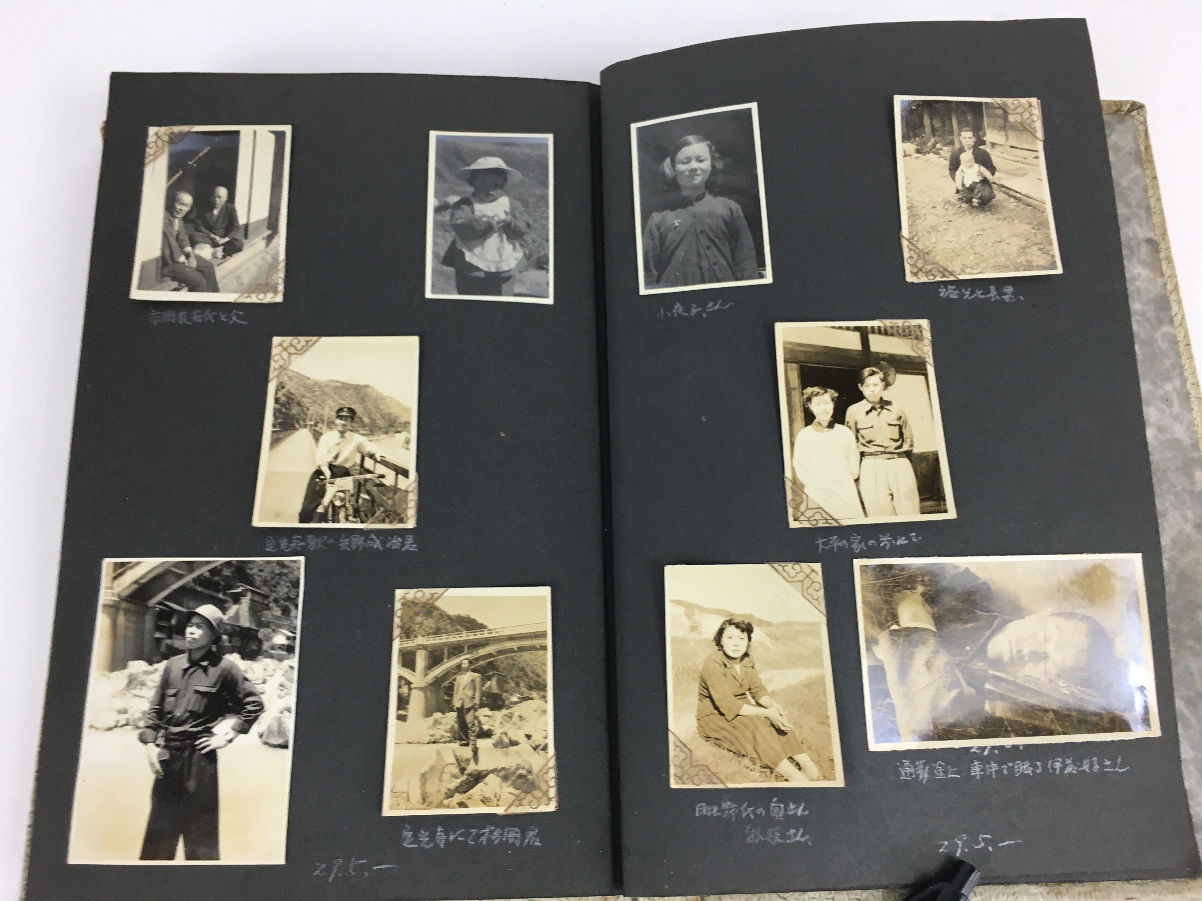 Japanese Photo Album Vtg 92pc C1953 Ordinary Life Train Engineer People AB102