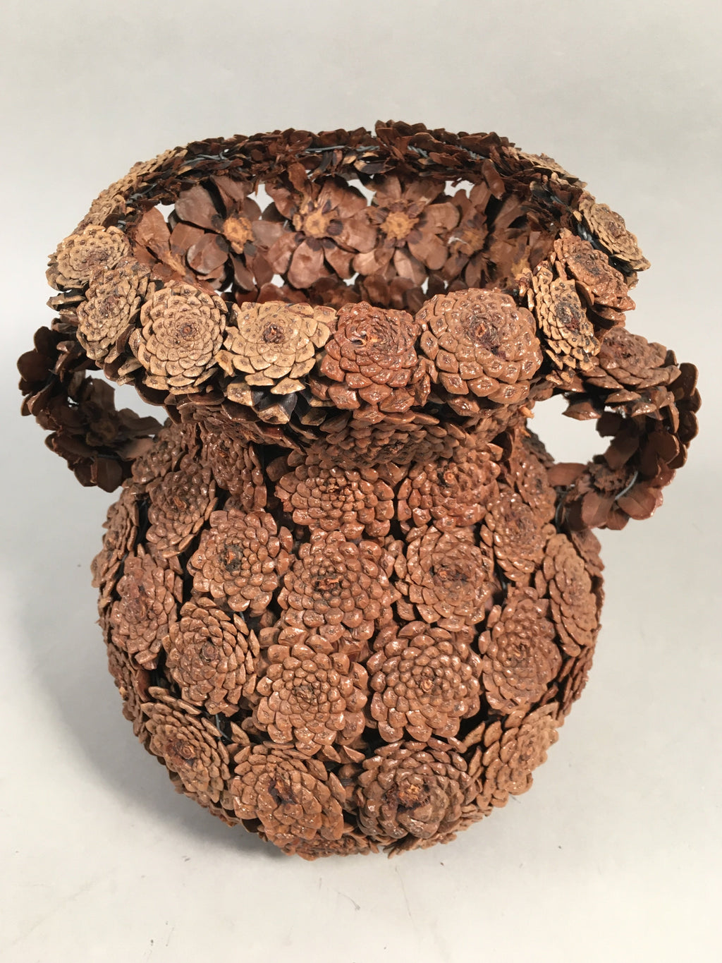 Japanese Pinecone Basket Flower Vase Ikebana Arrangement Vtg Kado FV891