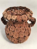Japanese Pinecone Basket Flower Vase Ikebana Arrangement Vtg Kado FV891