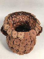 Japanese Pinecone Basket Flower Vase Ikebana Arrangement Vtg Kado FV891
