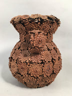 Japanese Pinecone Basket Flower Vase Ikebana Arrangement Vtg Kado FV891