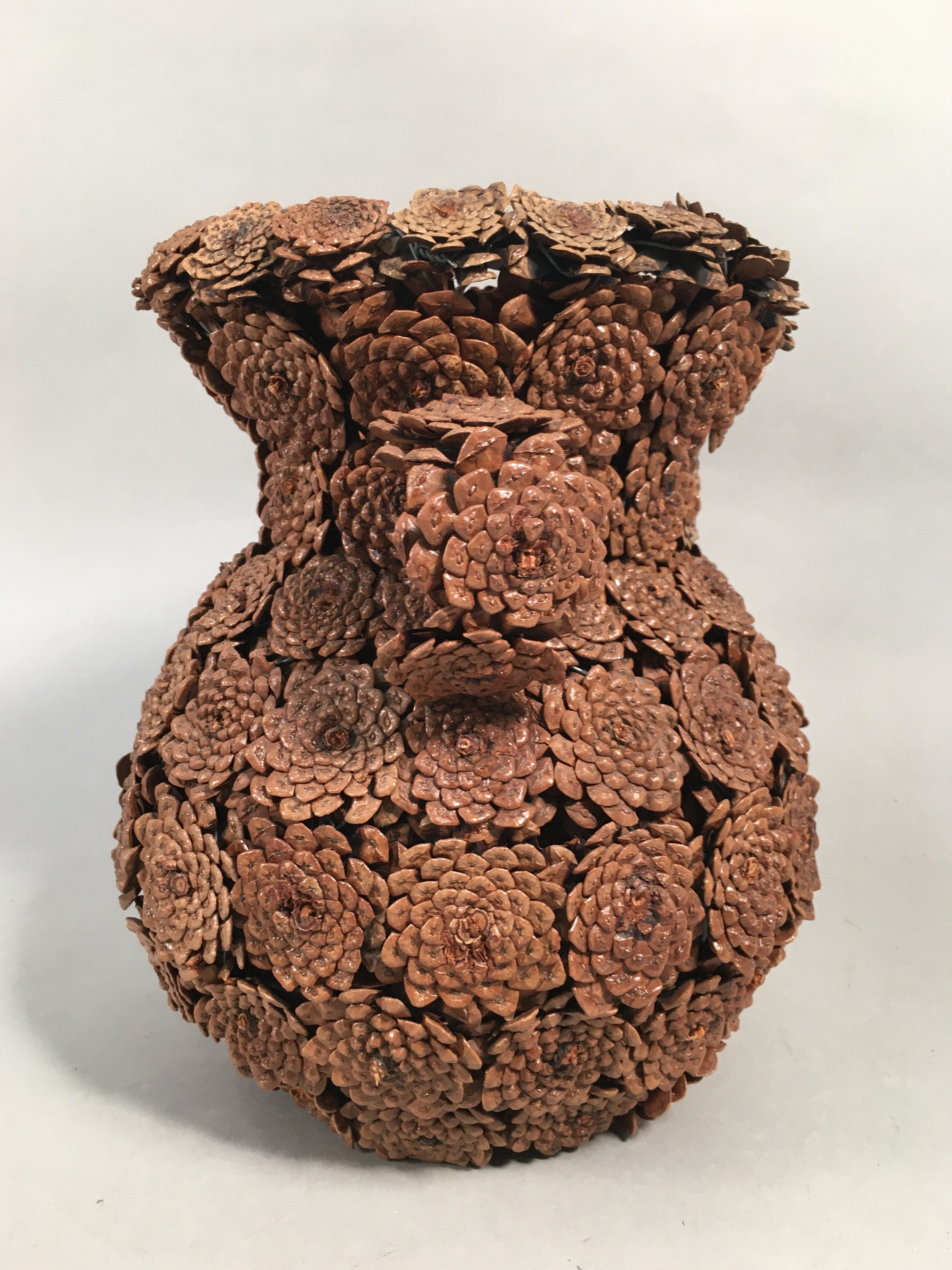 Japanese Pinecone Basket Flower Vase Ikebana Arrangement Vtg Kado FV891