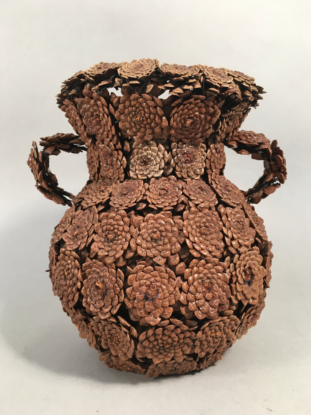 Japanese Pinecone Basket Flower Vase Ikebana Arrangement Vtg Kado FV891