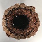 Japanese Pinecone Basket Flower Vase Ikebana Arrangement Vtg Kado FV891