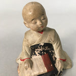 Japanese Plaster Buddhist Figurine Vtg Pottery Statue Monk Boy BD616