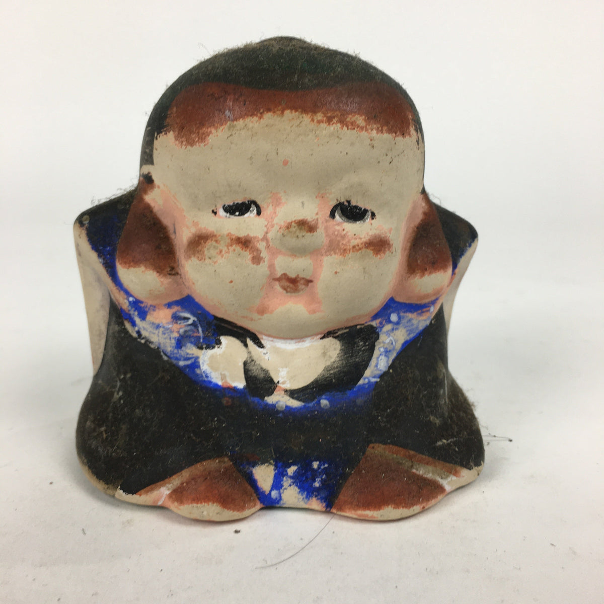Japanese Plaster Fukusuke Figurine Vtg Pottery Samurai Lucky Charm Statue BD766