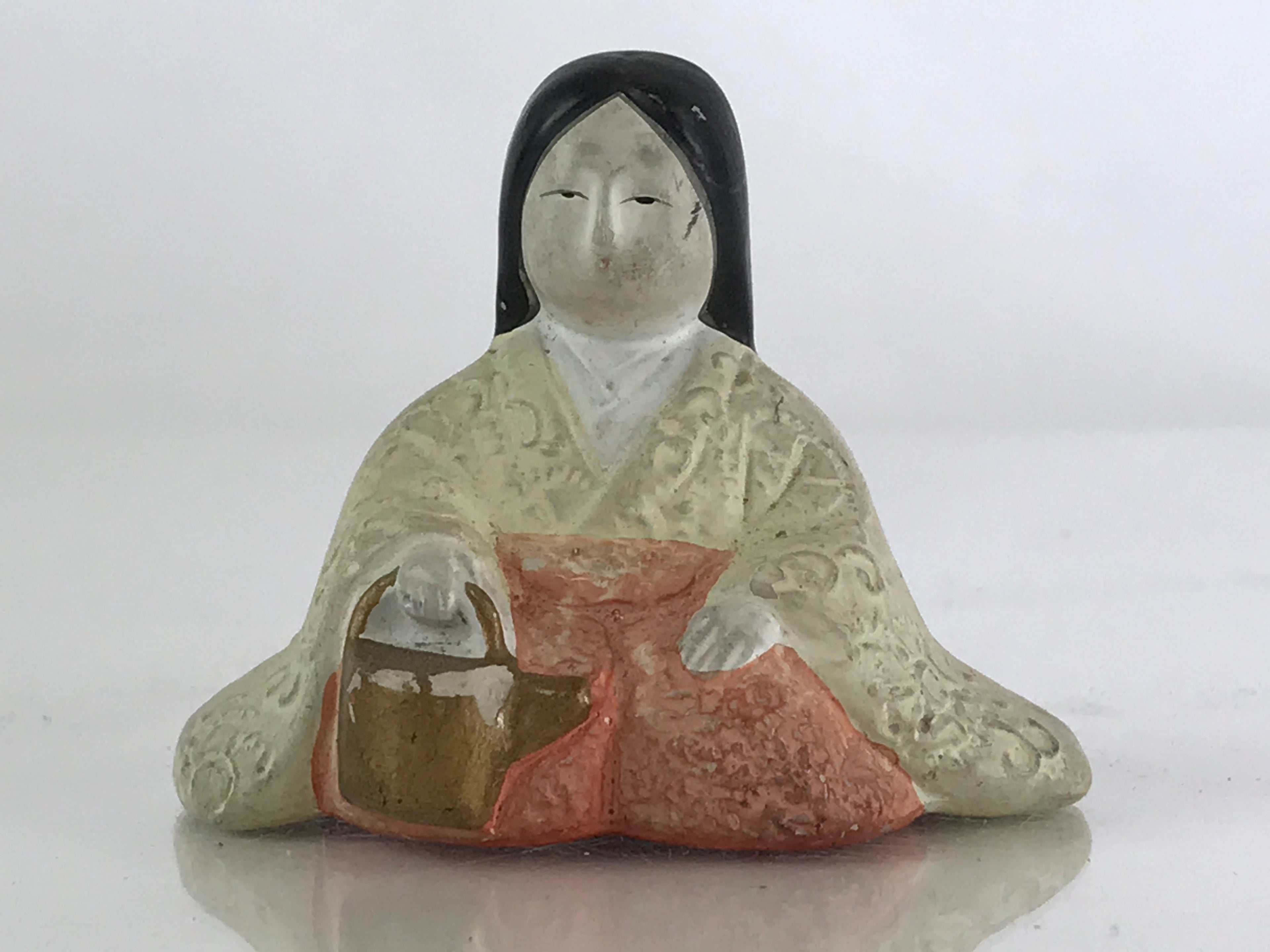 Japanese Plaster Hina Doll Vtg Sannin Kanjo Girl's Day Festival ID457
