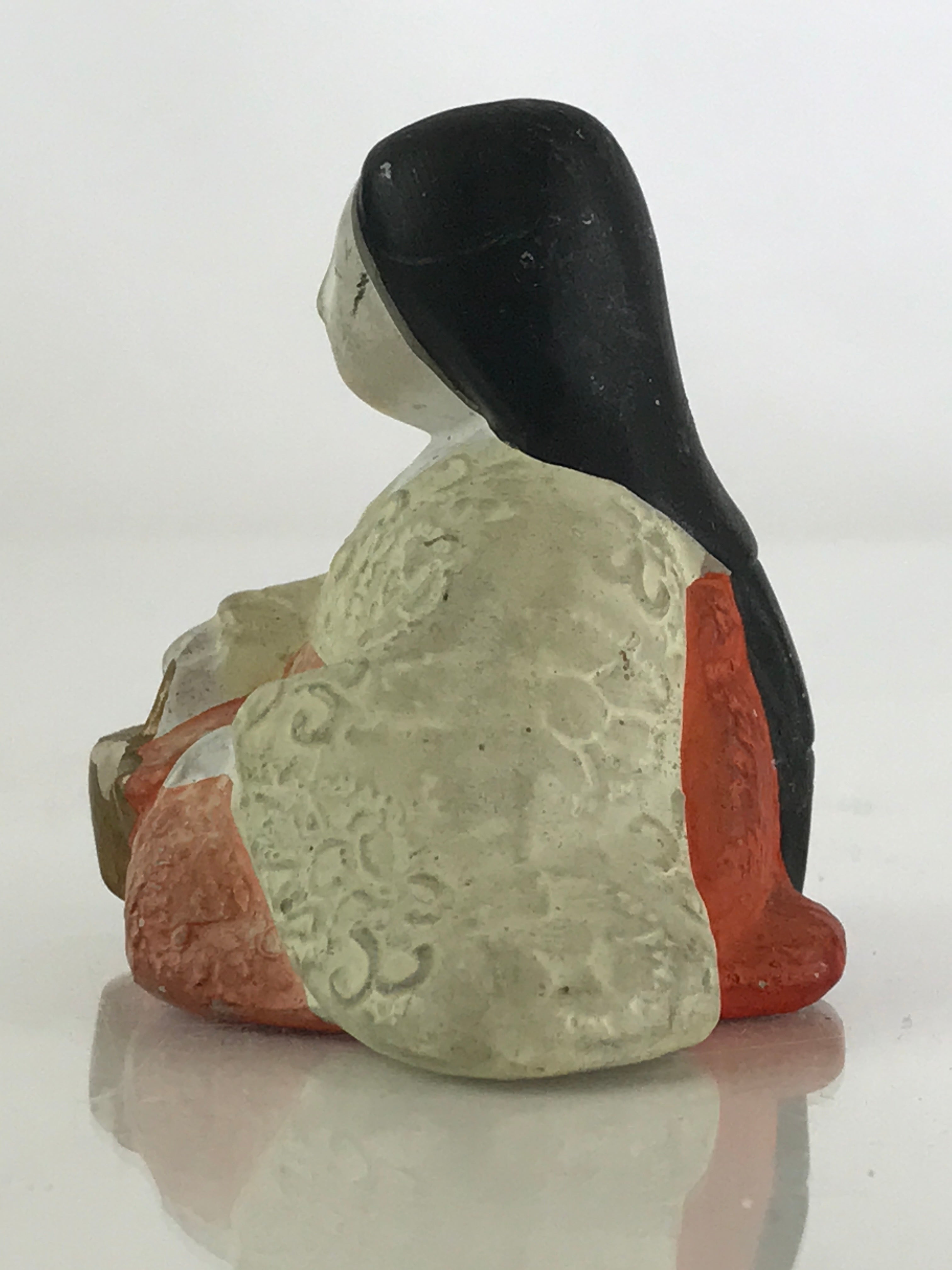 Japanese Plaster Hina Doll Vtg Sannin Kanjo Girl's Day Festival ID457