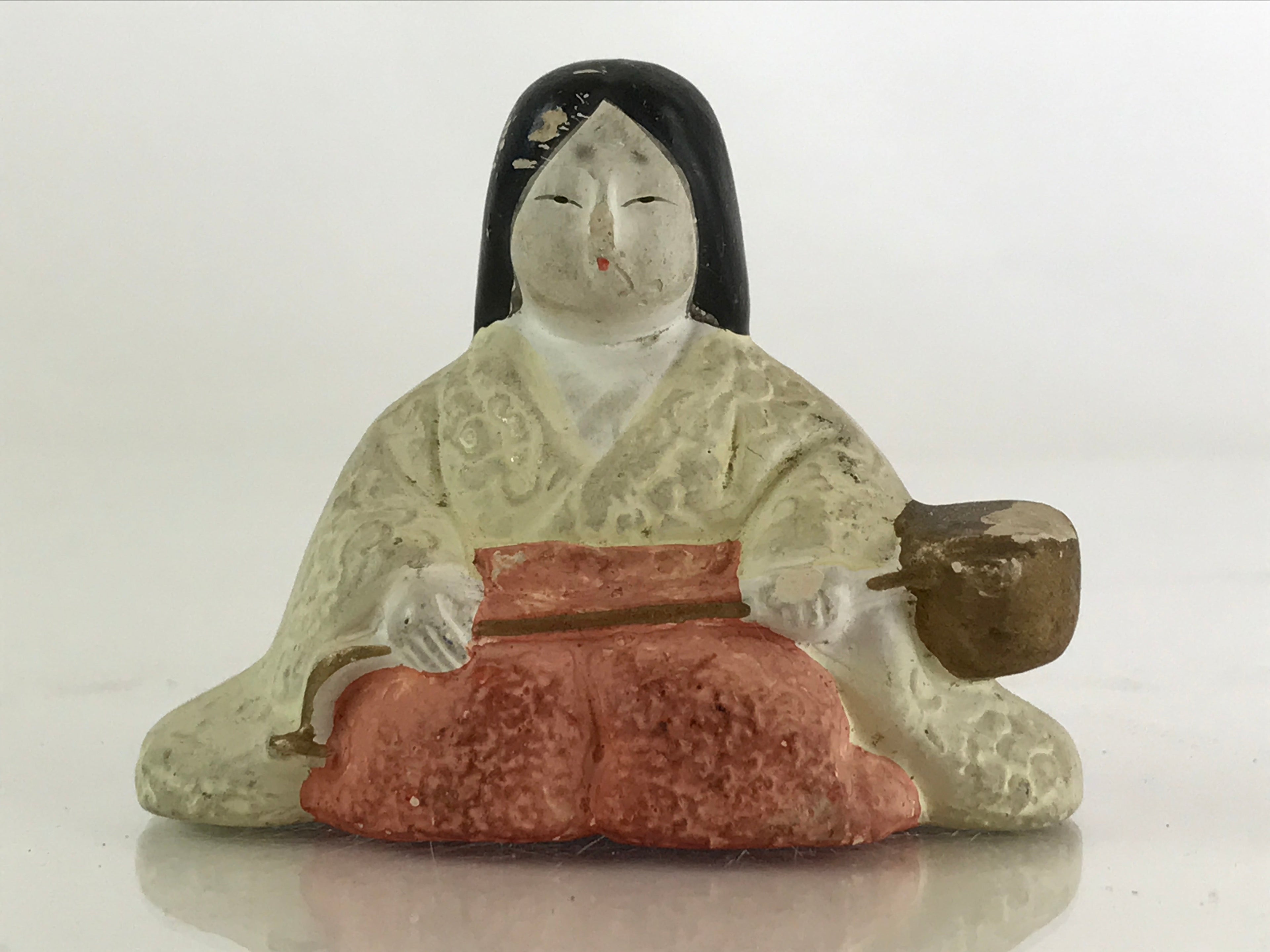 Japanese Plaster Hina Doll Vtg Sannin Kanjo Girl's Day Festival ID458