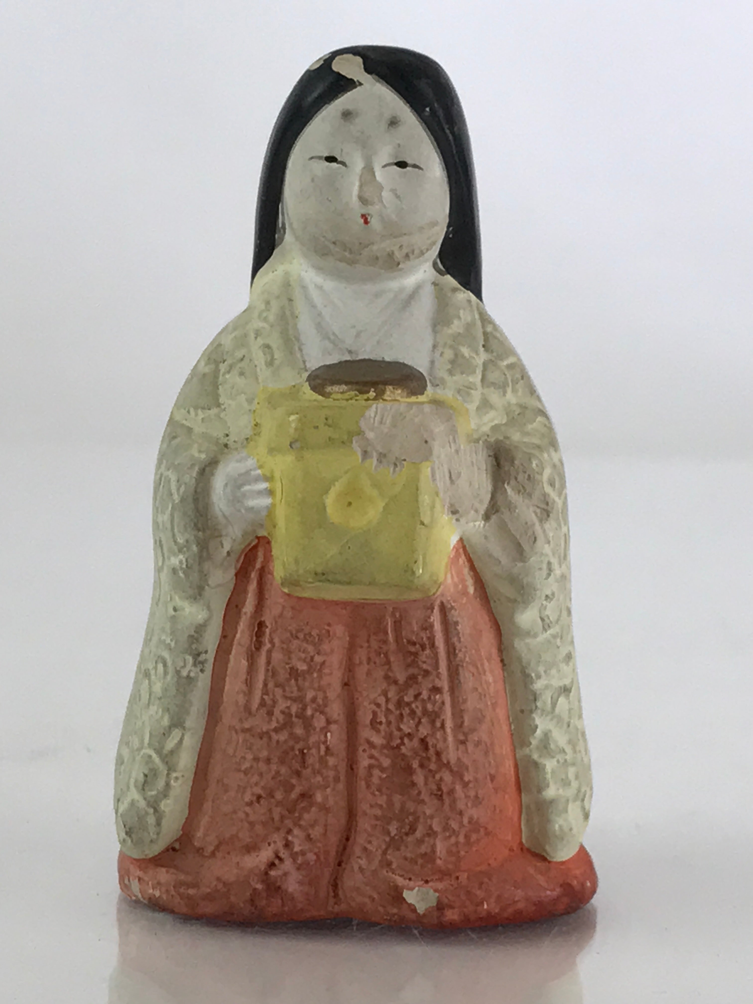 Japanese Plaster Hina Doll Vtg Sannin Kanjo Girl's Day Festival ID459