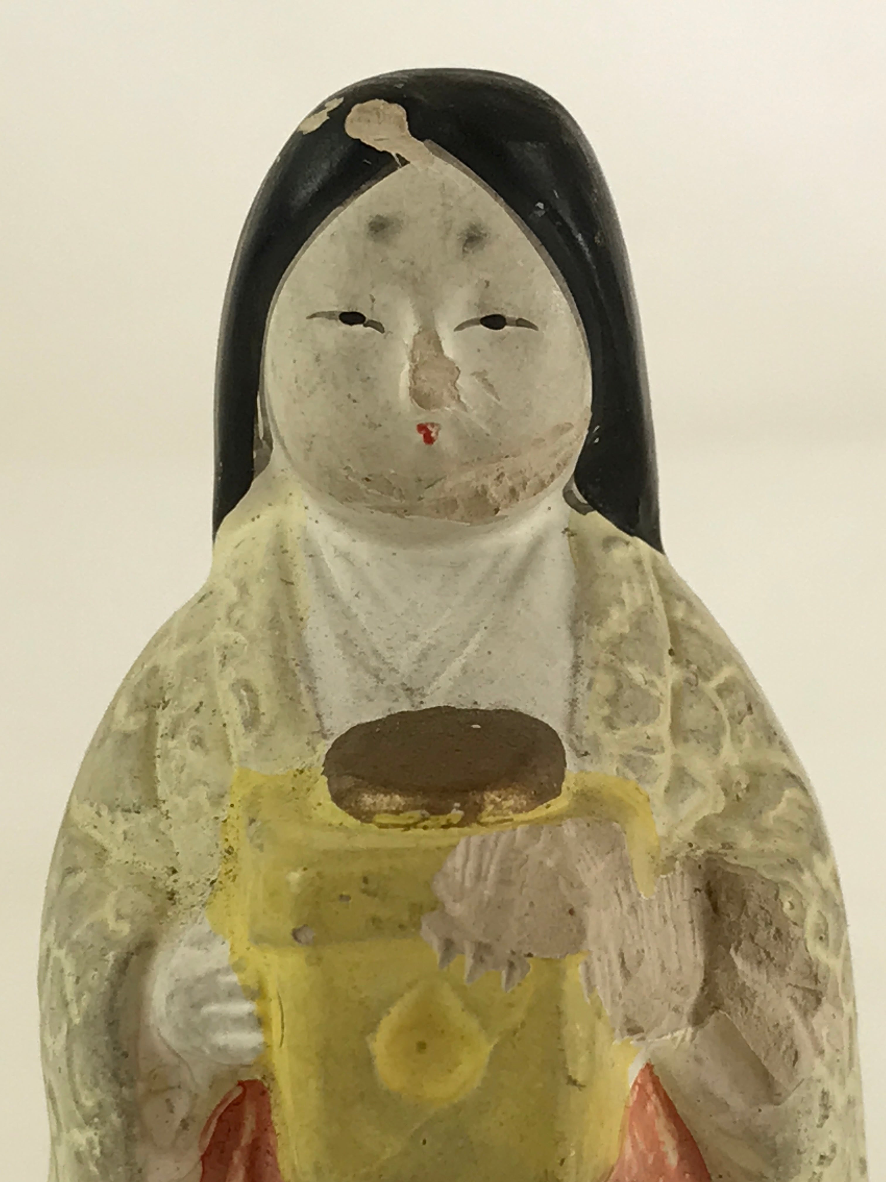 Japanese Plaster Hina Doll Vtg Sannin Kanjo Girl's Day Festival ID459