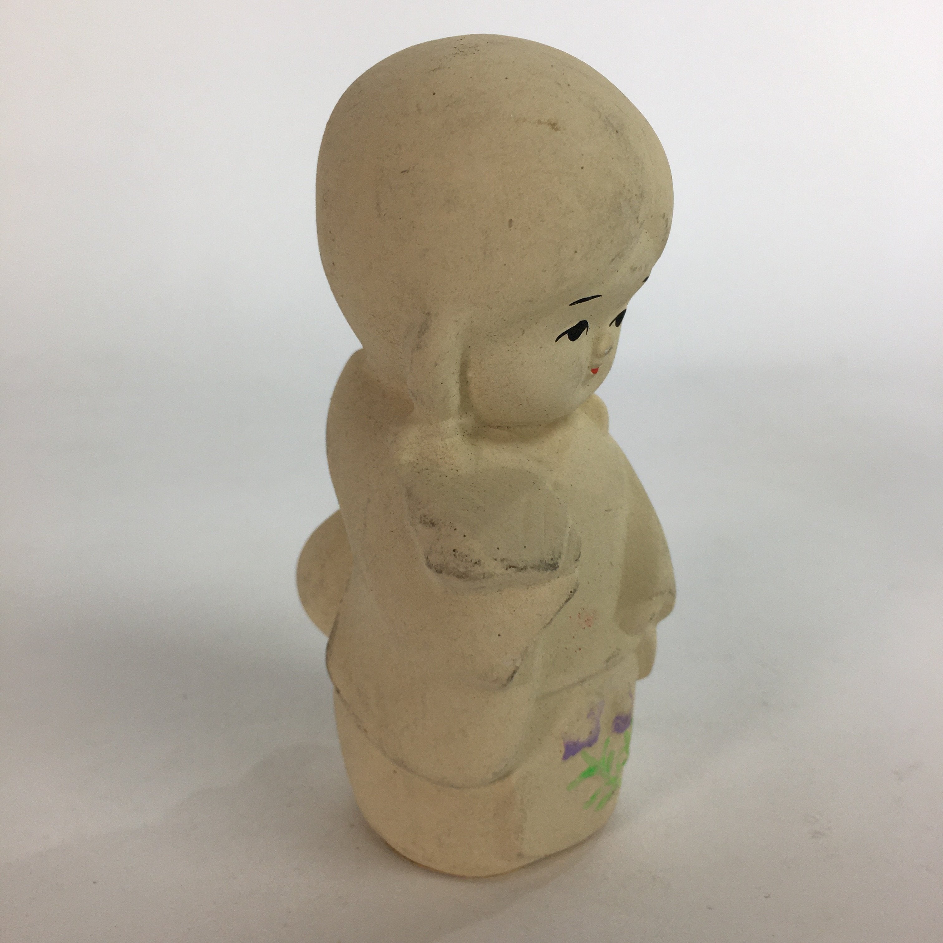 Japanese Plaster Kimono Girl Figurine Vtg Pottery White Warabe-Ningyo KF561