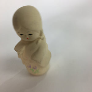 Japanese Plaster Kimono Girl Figurine Vtg Pottery White Warabe-Ningyo KF561