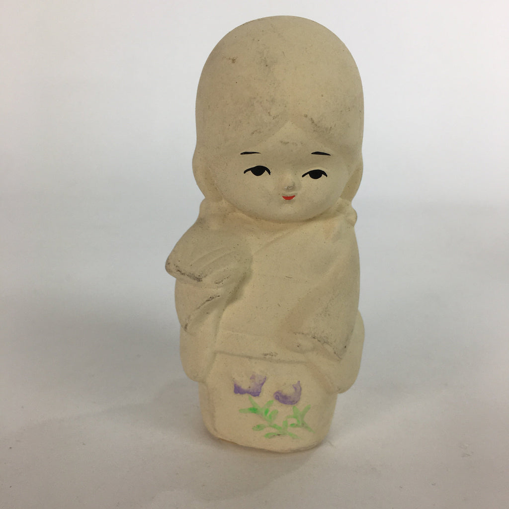 Japanese Plaster Kimono Girl Figurine Vtg Pottery White Warabe-Ningyo KF561