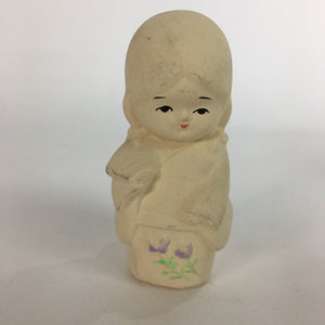 Japanese Plaster Kimono Girl Figurine Vtg Pottery White Warabe-Ningyo KF561