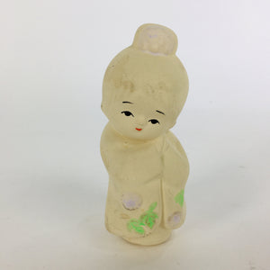 Japanese Plaster Kimono Girl Figurine Vtg Pottery White Warabe-Ningyo KF562