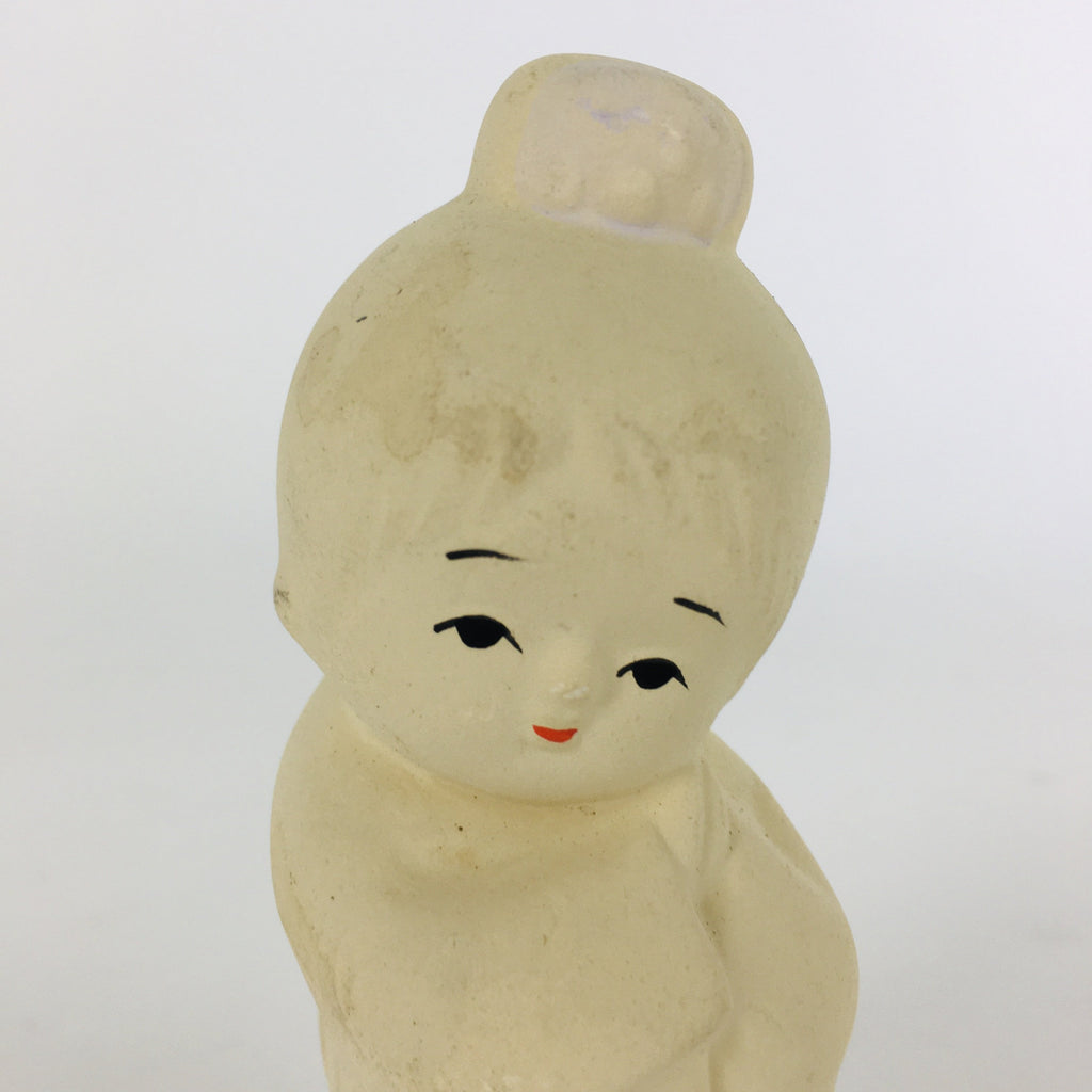 Japanese Plaster Kimono Girl Figurine Vtg Pottery White Warabe-Ningyo KF562