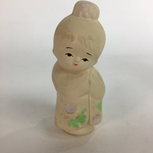 Japanese Plaster Kimono Girl Figurine Vtg Pottery White Warabe-Ningyo KF562