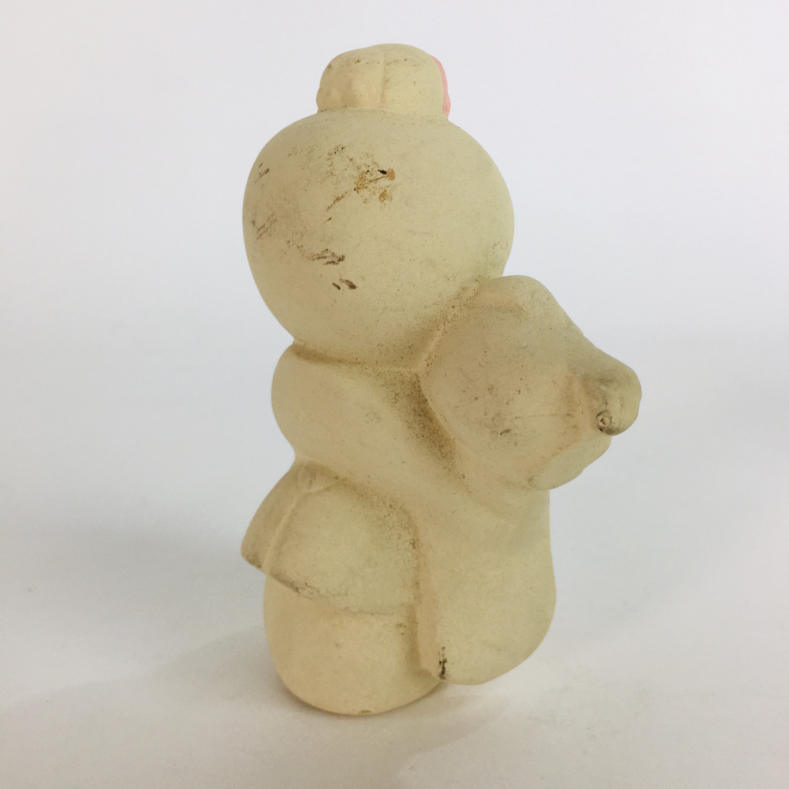 Japanese Plaster Kimono Girl Figurine Vtg Pottery White Warabe-Ningyo KF563