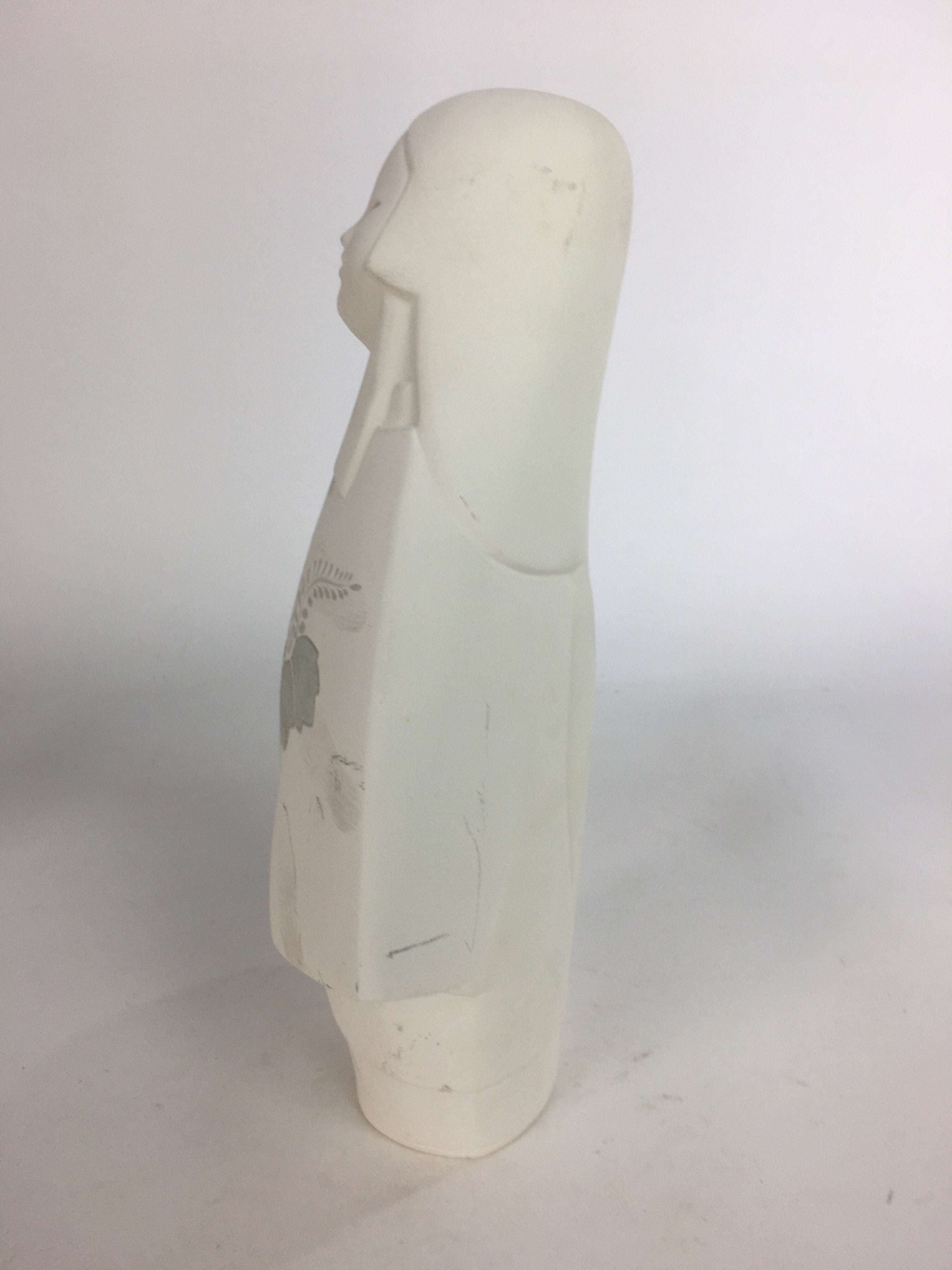 Japanese Plaster Kimono Lady Figurine Vtg Pottery Statue White Doll Okimono BD65
