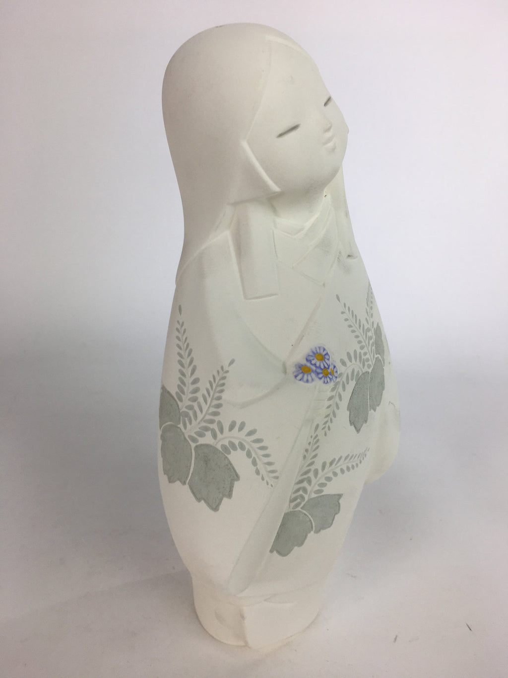 Japanese Plaster Kimono Lady Figurine Vtg Pottery Statue White Doll Okimono BD65