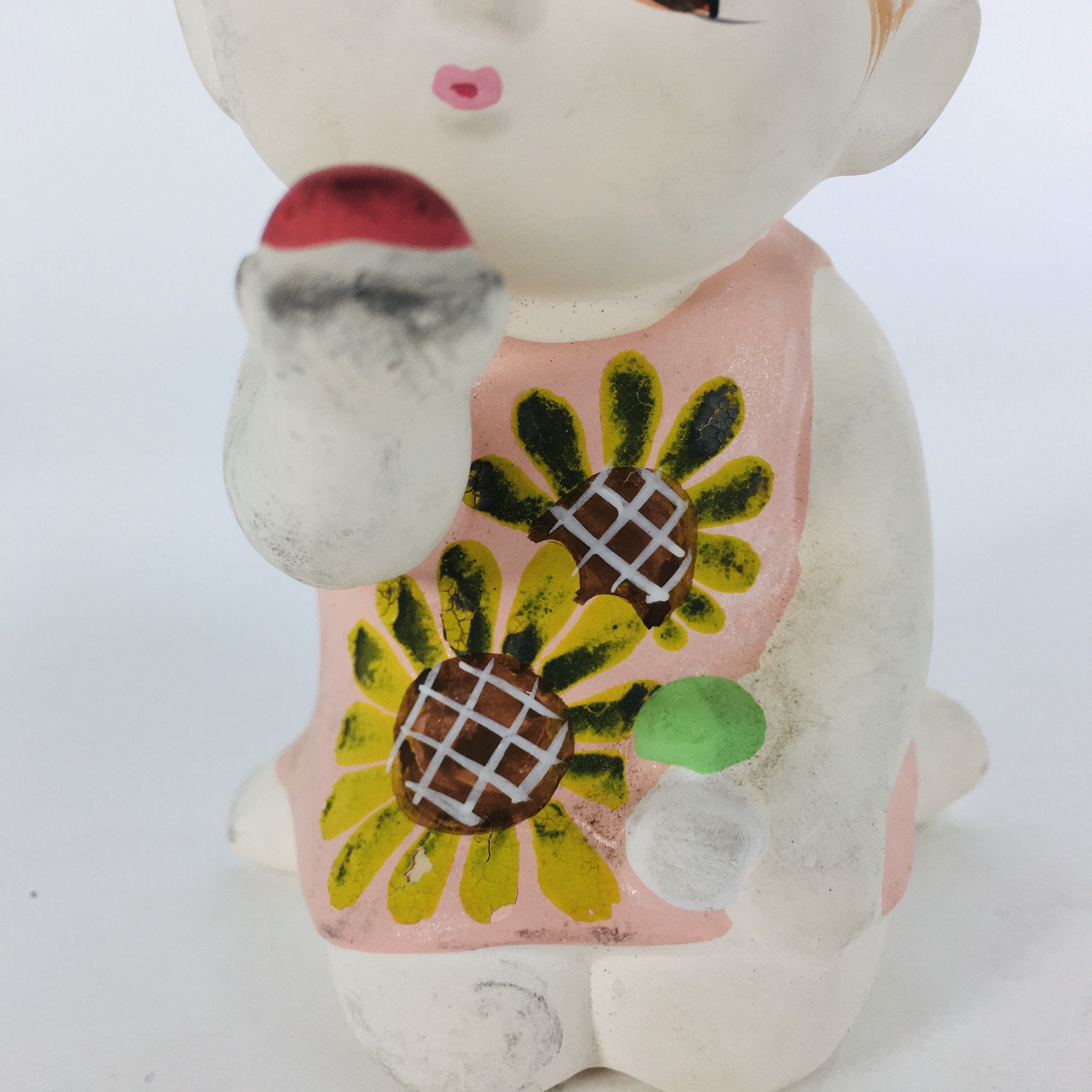 Japanese Plaster Little Girl Figurine Vtg Pottery Statue White Doll Kodomo BD654