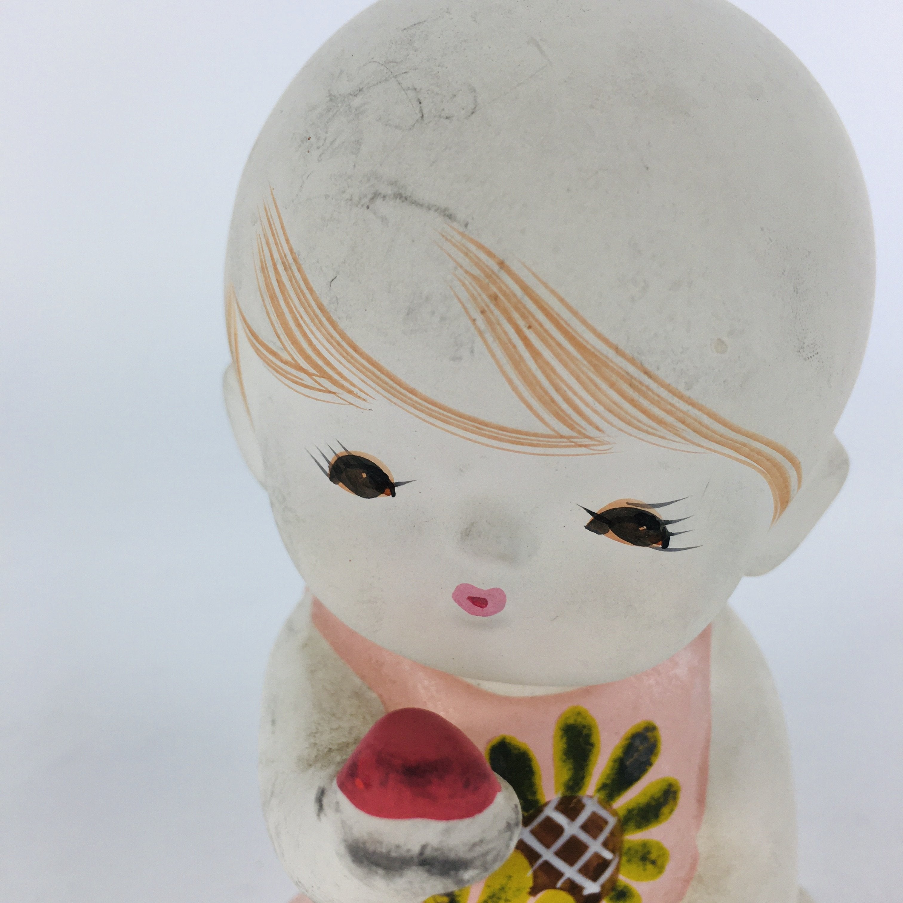 Japanese Plaster Little Girl Figurine Vtg Pottery Statue White Doll Kodomo BD654