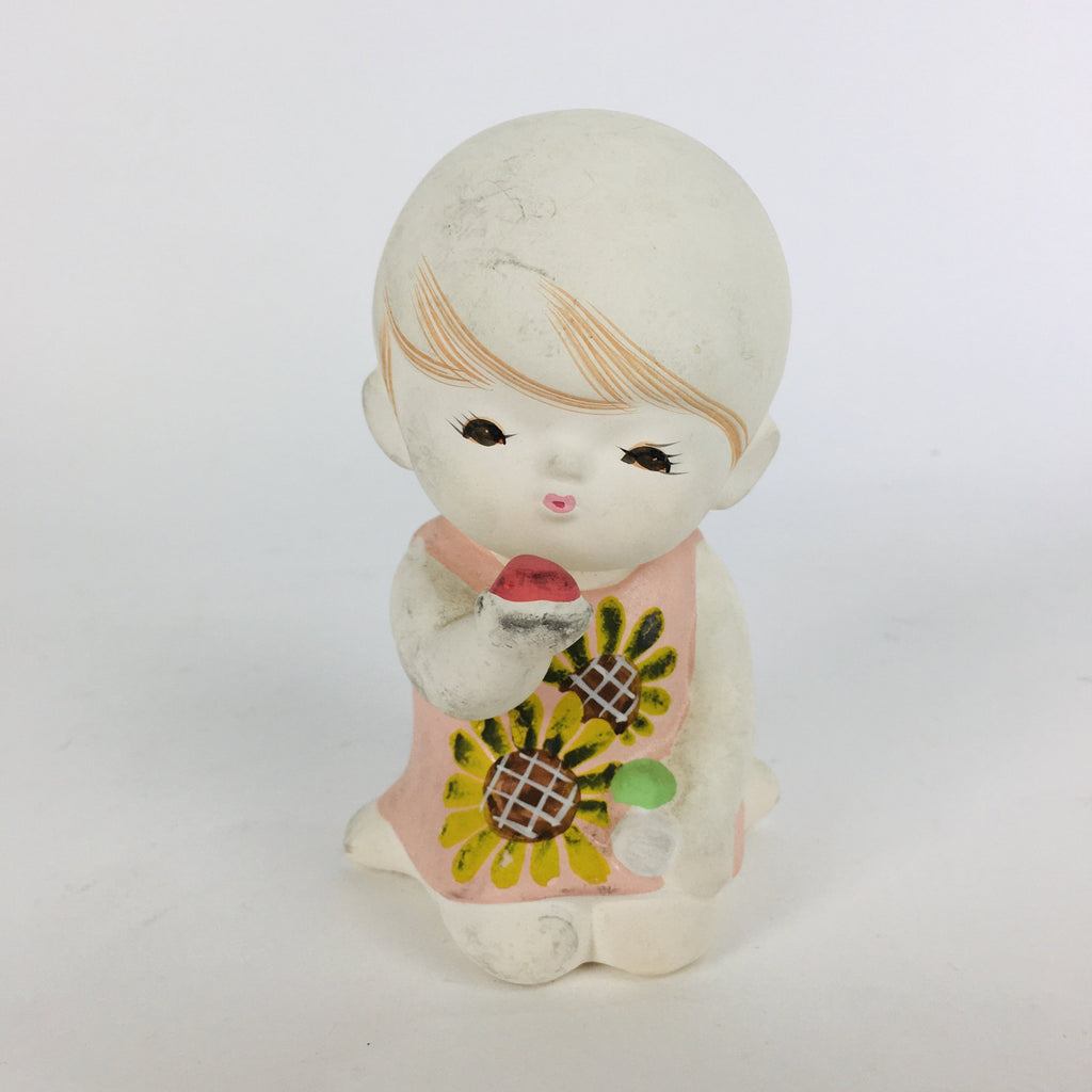 Japanese Plaster Little Girl Figurine Vtg Pottery Statue White Doll Kodomo BD654
