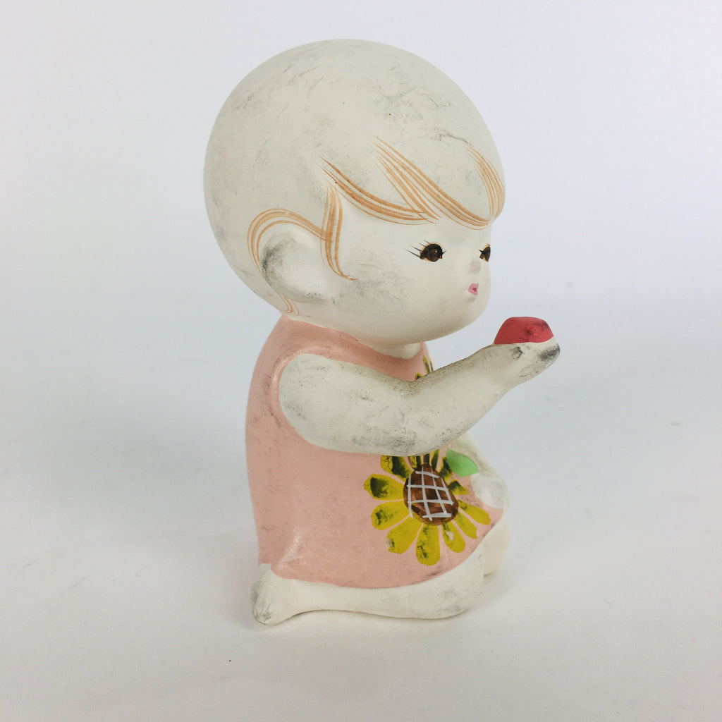 Japanese Plaster Little Girl Figurine Vtg Pottery Statue White Doll Kodomo BD654