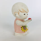 Japanese Plaster Little Girl Figurine Vtg Pottery Statue White Doll Kodomo BD654