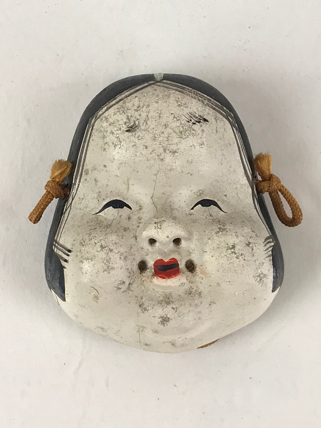 Japanese Plaster Small Face Mask Vtg Okame Lady's Face White KF586