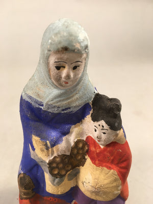 Japanese Plaster Statue Vtg Hand-painted Okimono Nun Boy BD568