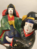 Japanese Plaster Statue Vtg Kimono Woman Child Hand-painted Okimono BD560