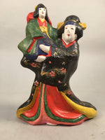 Japanese Plaster Statue Vtg Kimono Woman Child Hand-painted Okimono BD560